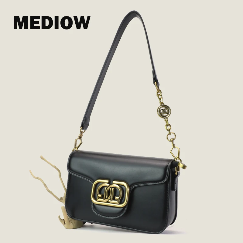 MEDIOW Bag For Women High Quality Luxury Designer Handbag 2023 New In PU Leather Vintage Letter Hardware Corssbody Shoulder Bags