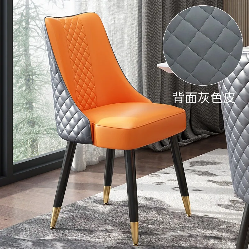 INS Luxury dining chairs home leather chair Cofe hotel restaurant high-end soft chair Design backrest Stool Postmodern furniture