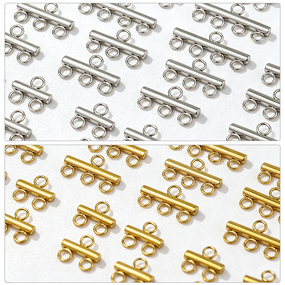 10/15/20/25mm 5/10pcs Stainless Steel Round Bar Tube Charm with Welded Jump Rings Connector Bar for Jewelry Making DIY Keychain