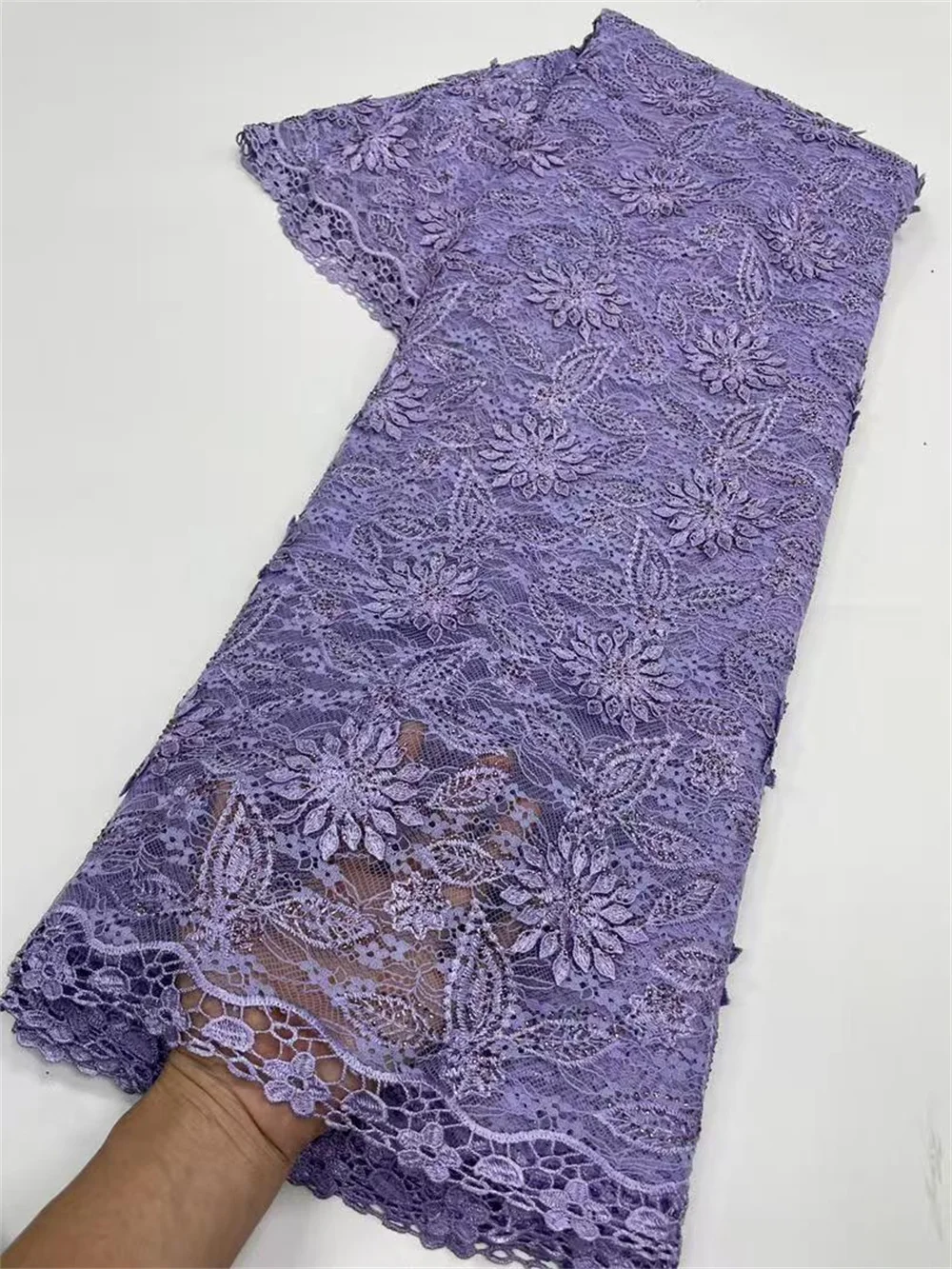 

Purple Tulle Lace Fabric 5 Yard African Lace Fabric Stone Nigerian Tulle Lace Fabric High Quality For Party Dress Sewing H212-1