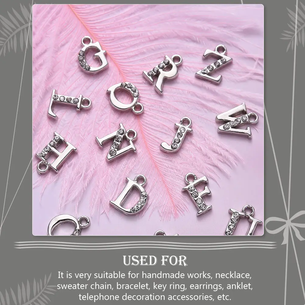 

26 Pcs Letter Pendant Delicate Decorative Alphabet Decoration A-z Letters Charms for Bracelets Alloy