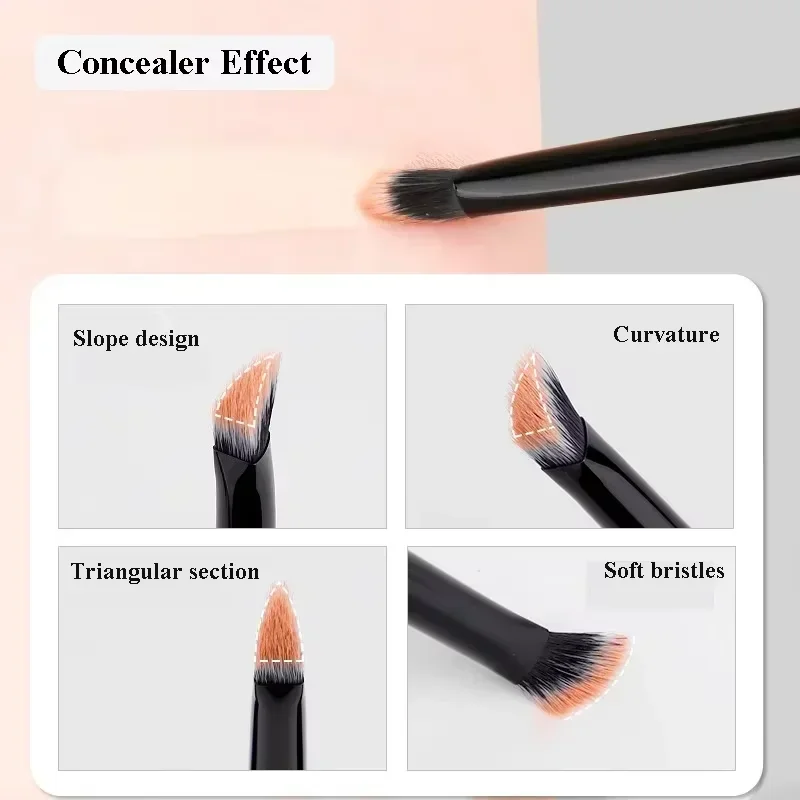 Small iron concealer brush, angle cream foundation concealer makeup brush, oblique triangle concealer makeup tool