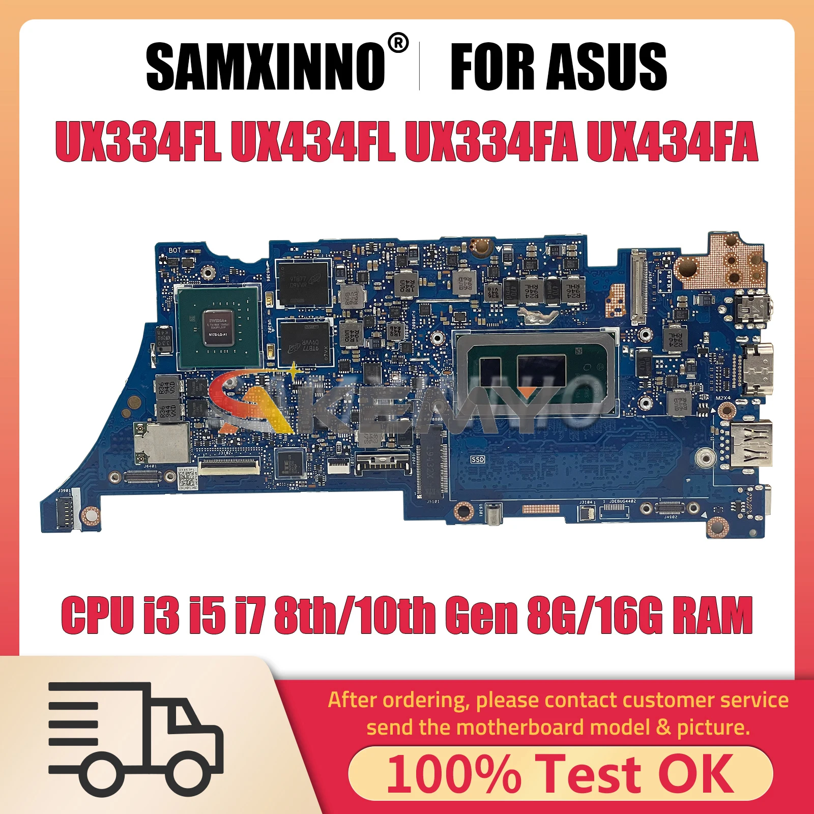 

Материнская плата SAMXINNO UX334FL Материнская плата ASUS UX434FL UX334FA UX334FLC UX434FLC UX434FA для ноутбука