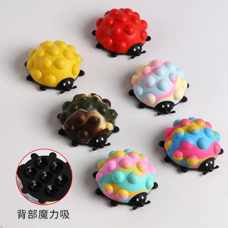 2024 new product interesting seven-star ladybug 3D decompression vent silicone suction cup pinching fun toy gift to children