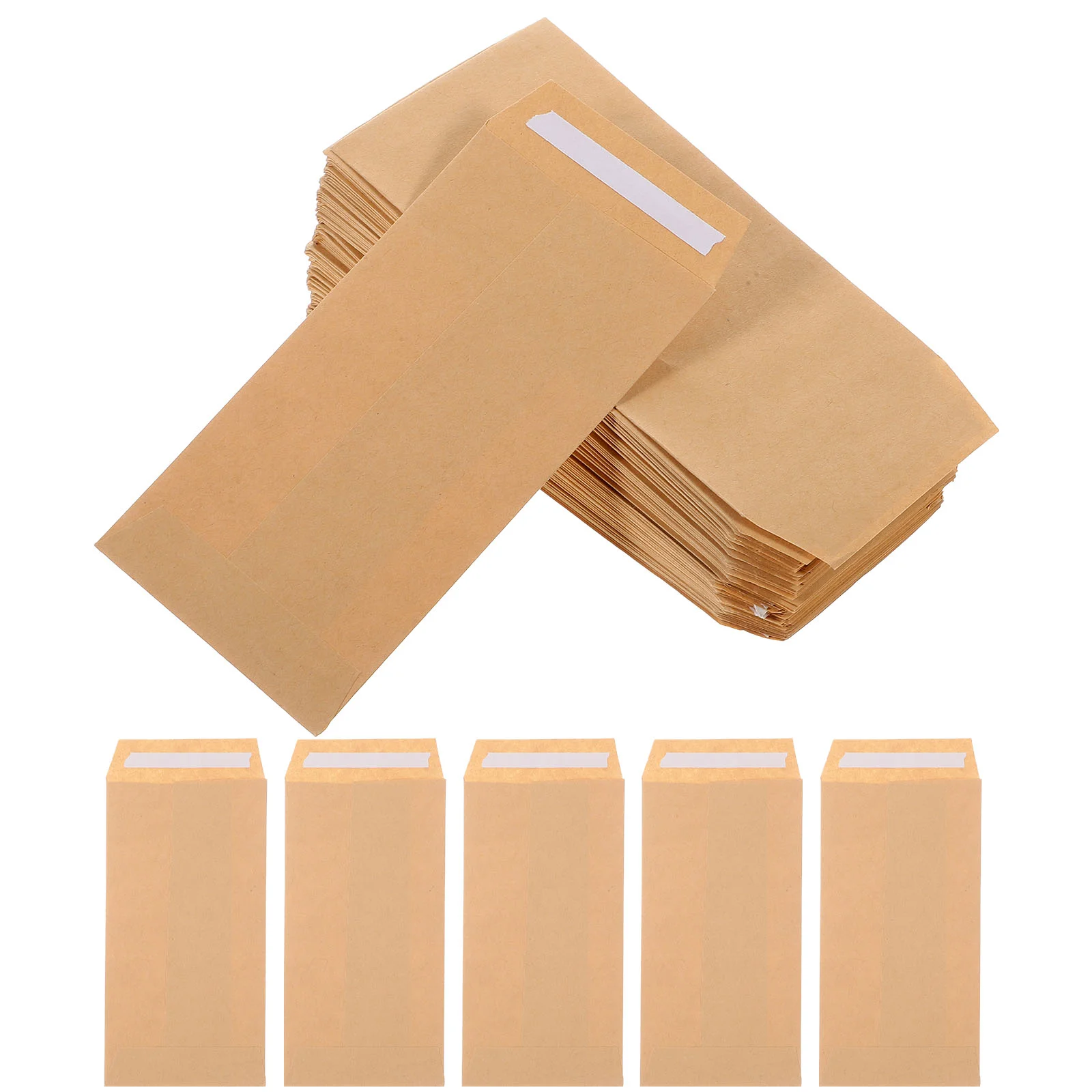 100 Pcs Seed Envelopes 4.53 x 2.52 Inches Kraft Brown Self Adhesive Small Envelopes for Seeds Stamps Storage Gardening