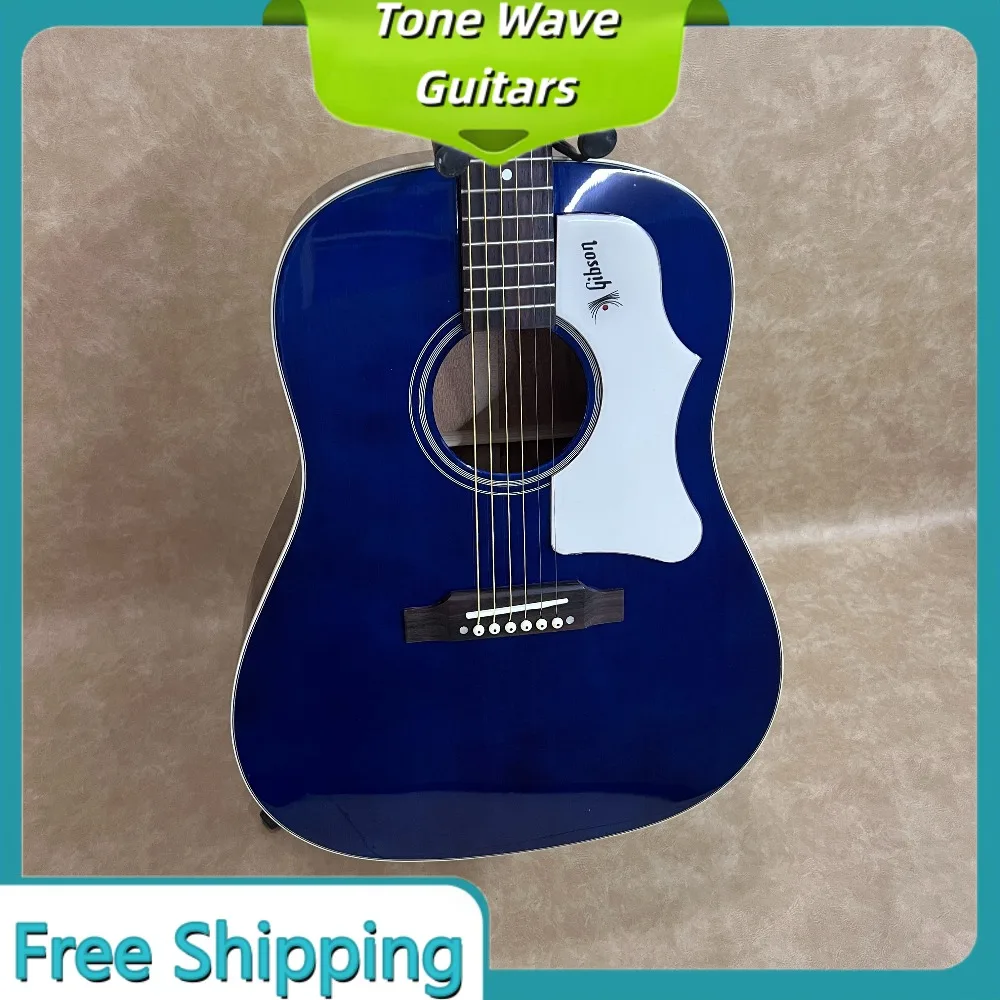 Neue J45 41-Zoll Akustikgitarre Palisander-Griffbrett 6 Saiten Picea Asperata Korpus Blau Handgefertigt Valentinstagsgeschenk Unisex