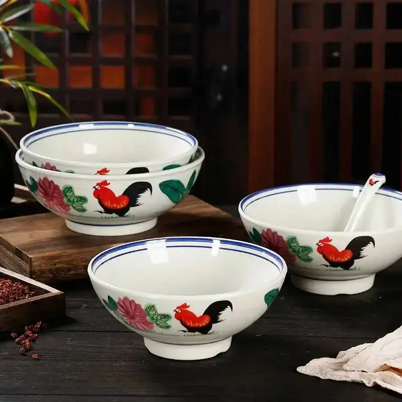 Melamine Tableware Rooster Bowl Noodle Restaurant Special Noodle Bowl Ramen Bowl Braised Noodle Mixing Bowl