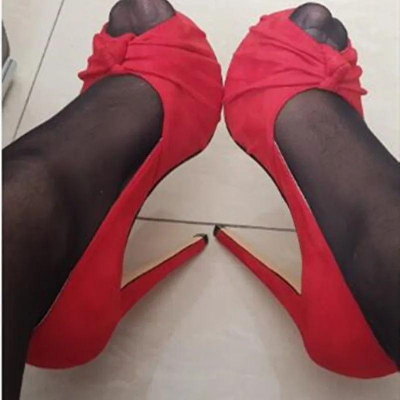 

DIZHUANG shoes Fashion women's high heels. About 15 cm heel height. Peep toe pumps Red high heels. Fashion Show Banquet shoes.