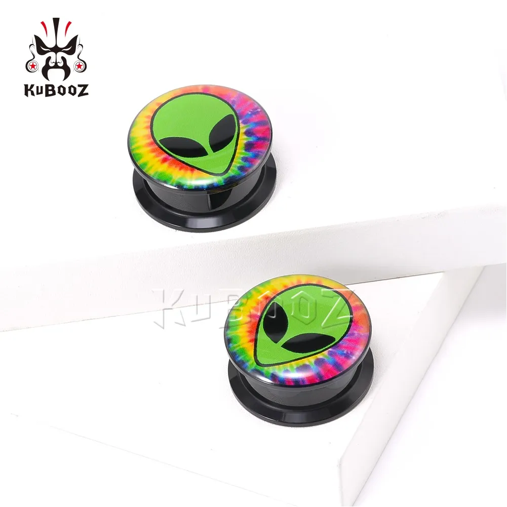 Wholesale Price Acrylic Green Alien Ear Plugs Tunnels Piercing Earring Gauges Body Jewelry Stretchers Expanders 6-30mm 80PCS