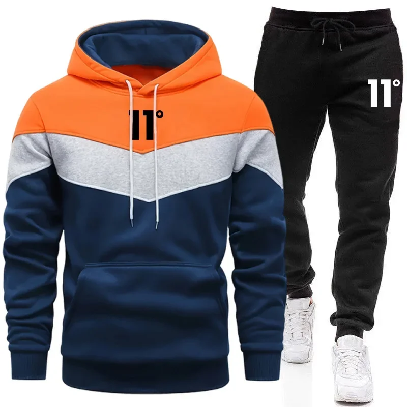 Autumn Winter Mens Tracksuit Printing Casual Tricolor Sweatshirts Outdoors Sports Jogging Man Clothing Single Piece Hoodie Pants