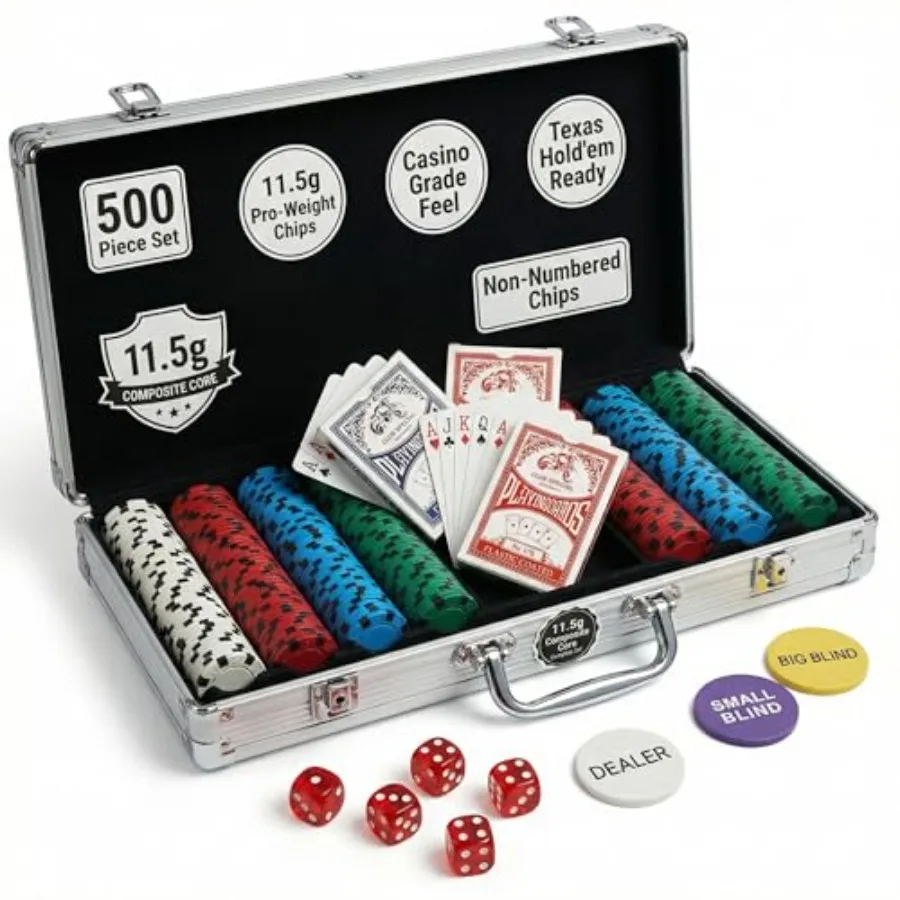 

Pcs Chip Set for Texas Holdem with 11.5g Heavyweight Composite Aluminum Case Cards Buttons Professional Casino Gaming Kit for A