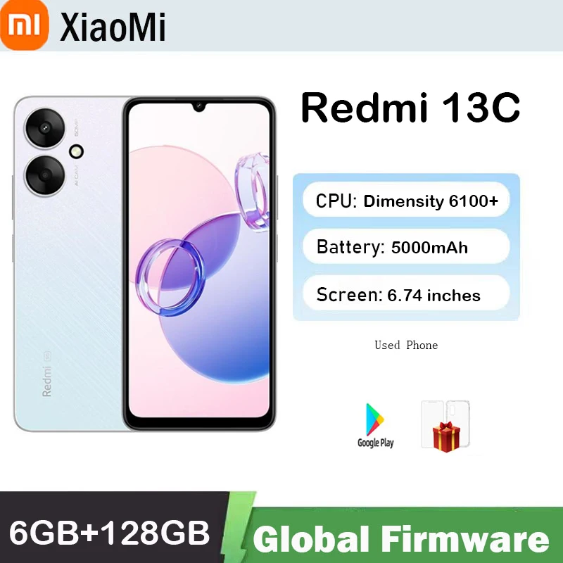 Global firmware 5000mAh Xiaomi Redmi 13C 5G smartphone Dimensity 6100+ 6.74