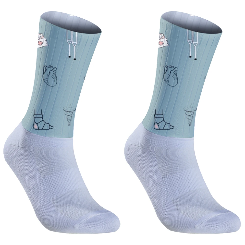 Chaussettes de compression de vélo respirantes, chaussettes de cyclisme professionnelles, sports de plein air, été