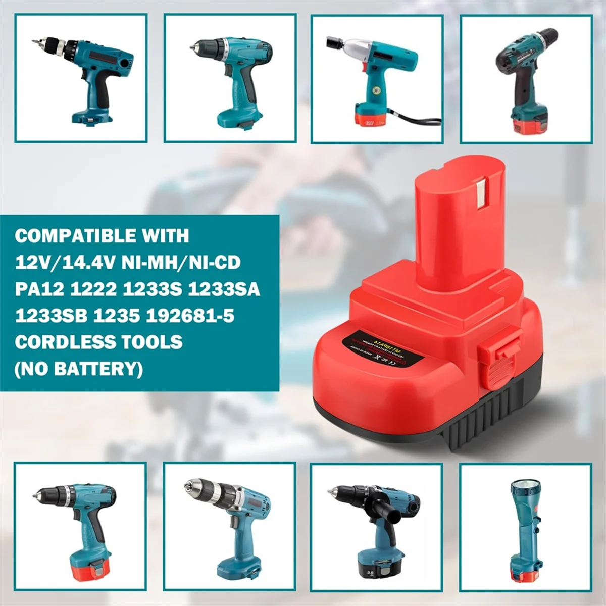 ABFKL MT18PA14 Battery Adapter for Makita 18V Li-Ion Battery Convert to 12V/14.4V Ni-Mh 1200 1220 1201 Battery Cordless Tools