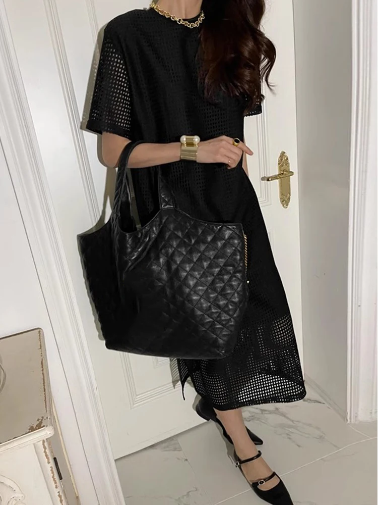 Chique Vintage ronde Ne Loose Casual Hollow out ort Sve Straight Tube Dr Dames Lente Dr Koreaanse Sle Long Dr