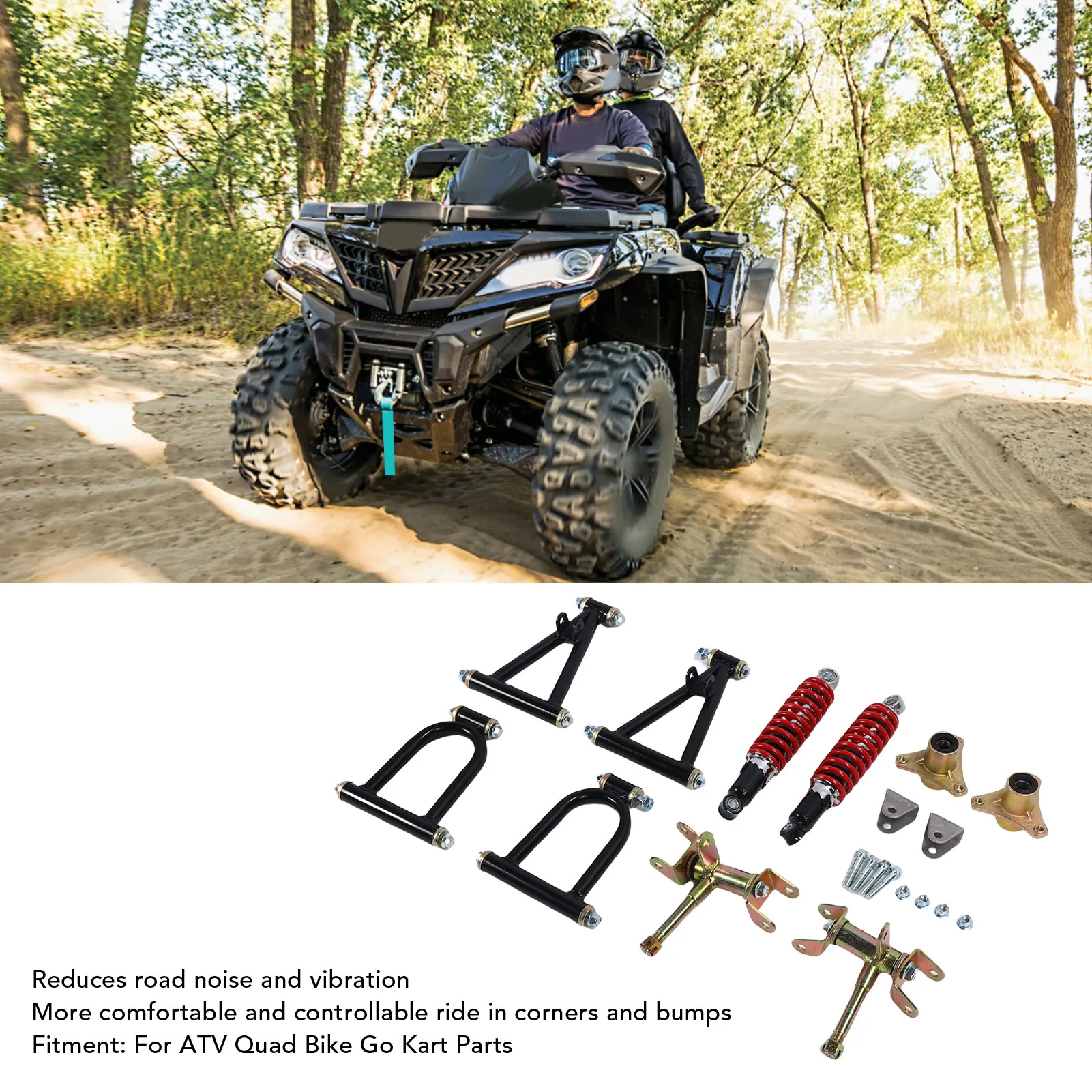 

Upper and Lower Swing Arm Front Suspension Swingarm Assembly Long Lasting Enhanced Comfort Reduce Noise for Quad Bike for ATV