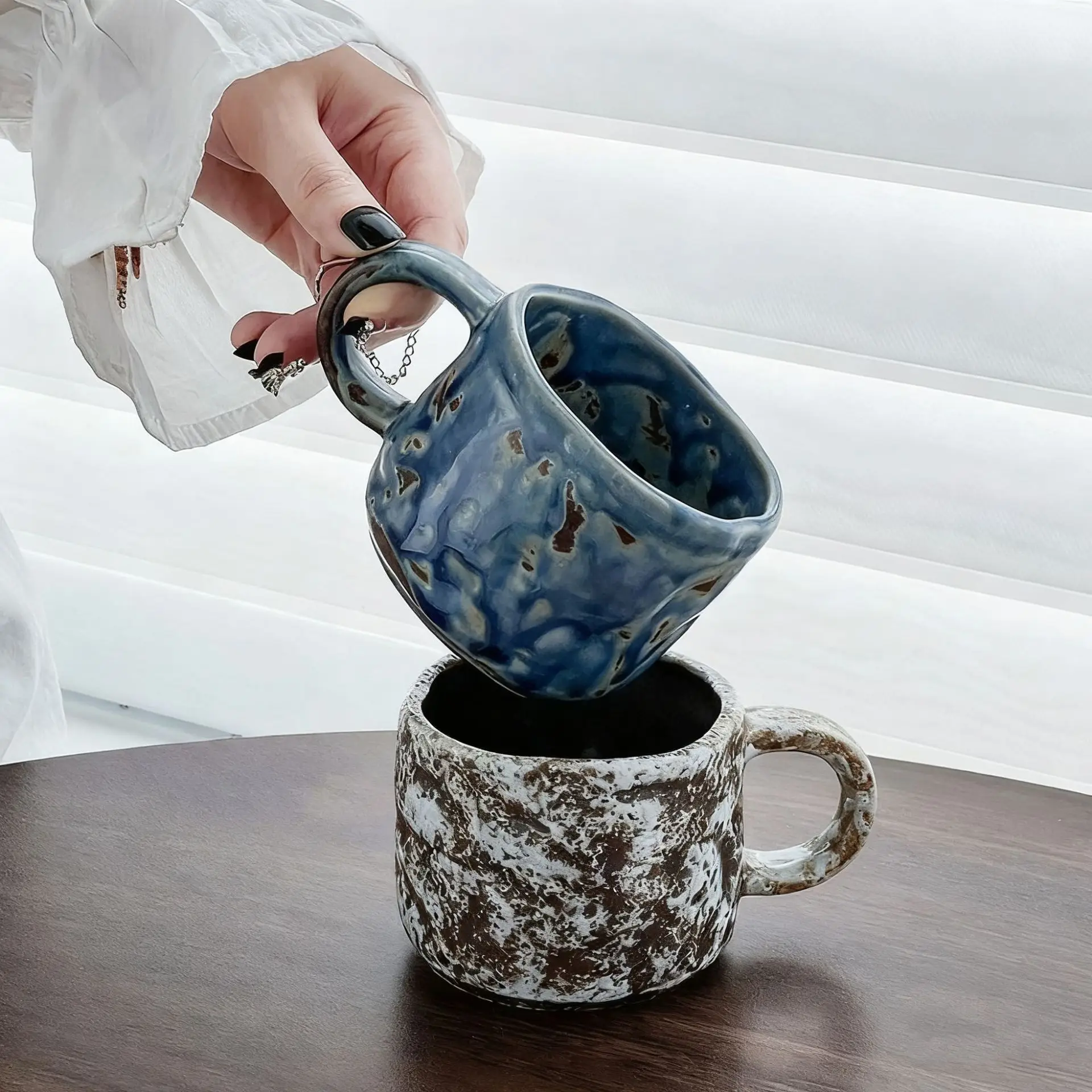 European Starry Sky Coffee Mug Retro Ceramic Cup Creative Handmade Tea Cup Unique Design