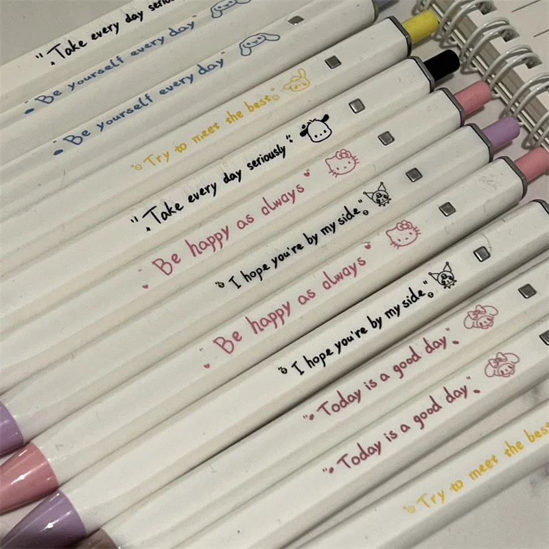 Random 1Pcs Sanrio Kuromi Hello Kitty Cinnamoroll Gel Pens Kawaii 0.5Mm Black Ink Cartoon Press Pen for Studens Writing