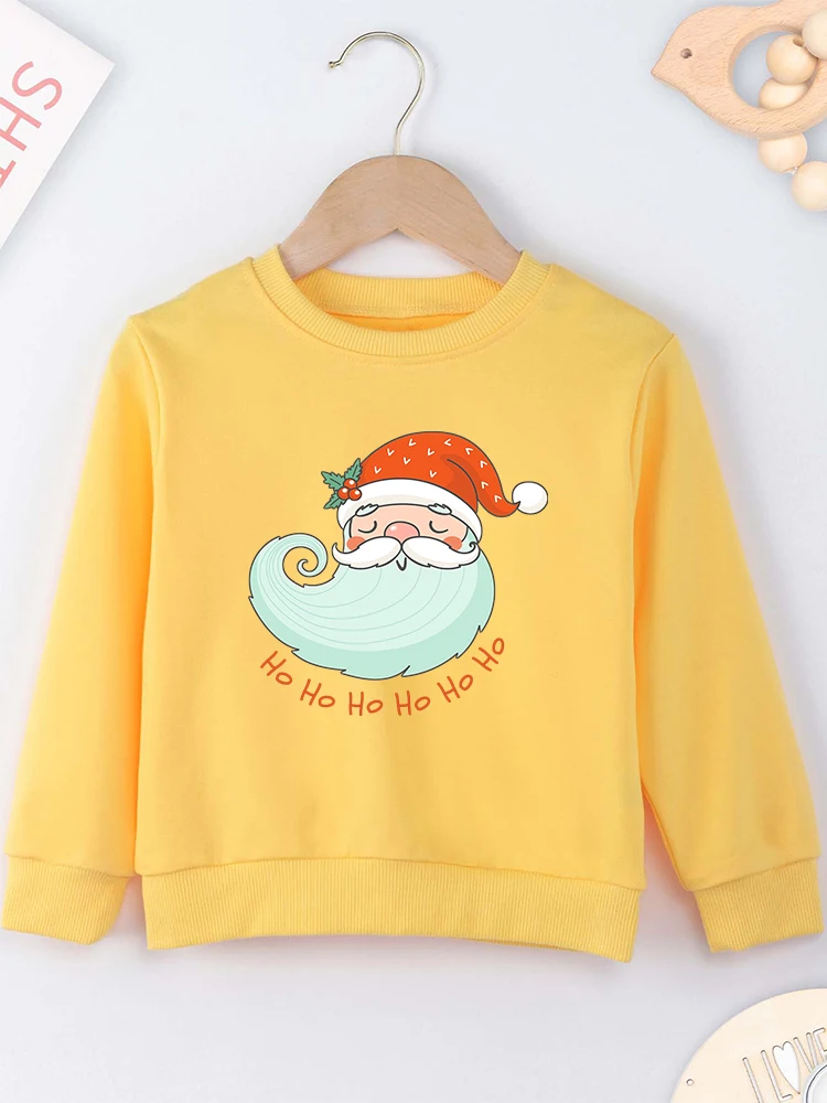 Cute Santa Claus Cartoon Boy Girl Christmas Clothes Red Long Sleeve O-neck Sweatshirt Festival Fashion Home Xmas Kids Hoodie