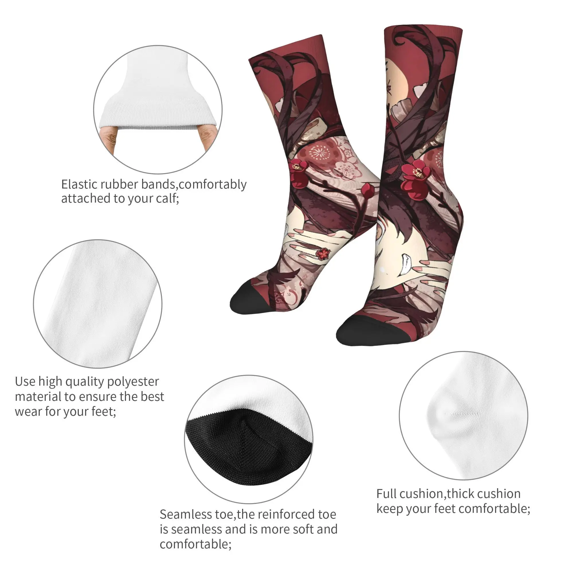 أنيمي لعبة Genshin تأثير جوارب أنيقة الجوارب للجنسين الرجال الجوارب الناعمة الشتاء سكيت الرسم المضادة للانزلاق الجوارب هدية عيد ميلاد