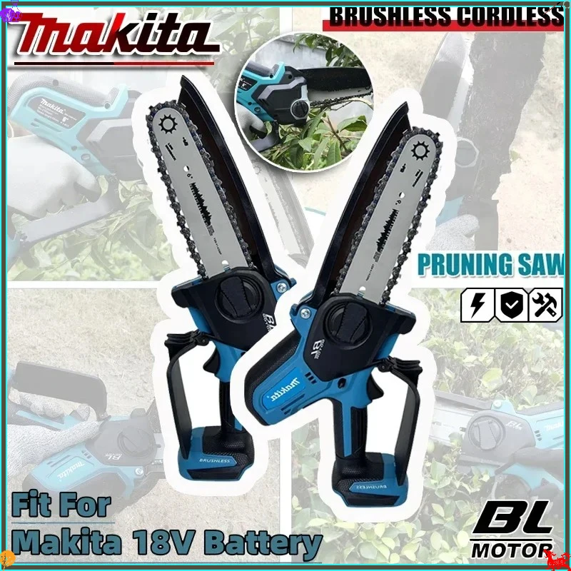 

Makita 18V Cordless Mini Chainsaw 6 Inch Handheld Electric Chainsaw Portable Woodworking Logging Saw Power Tool
