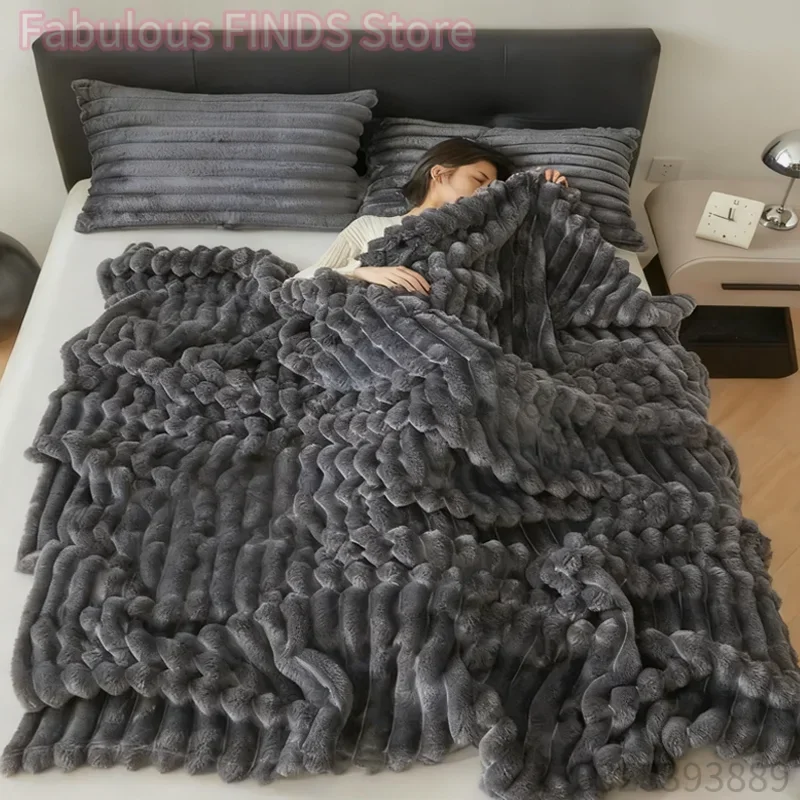 1 coperta morbida e calda, ideale per il letto, con un peso di 250 g/m², perfetta come coperta decorativa a righe per l’inverno, per un pisolino o per dormire.