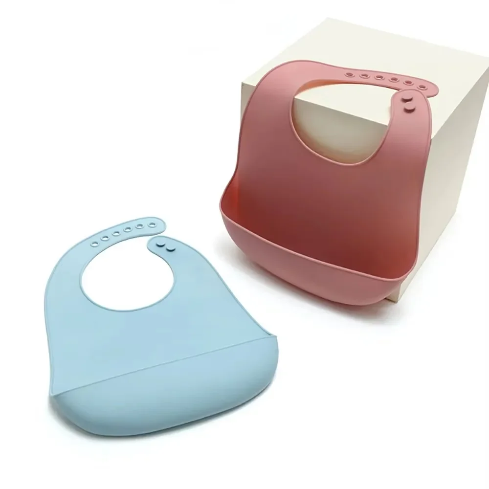 1Pcs Food Grade Silicone Baby Eating Bibs Easy To Clean Baby Bibs Drool Towels Waterproof Children Silicone Drool Bibs
