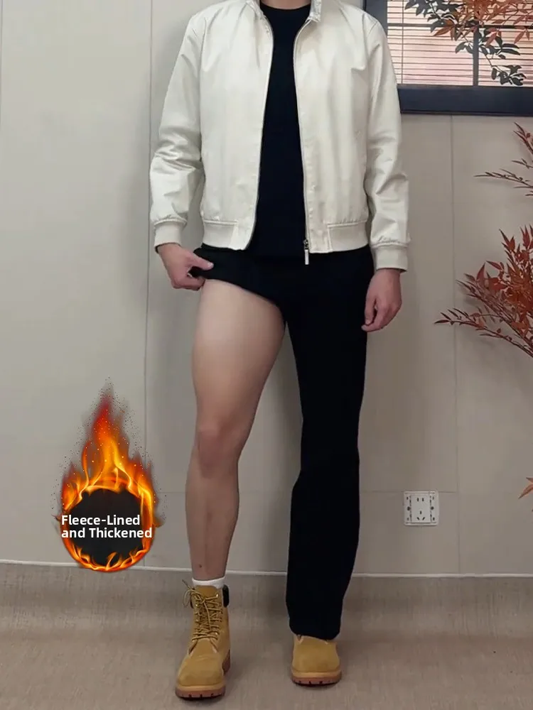 

Bla Cleanfit Knife Flared Casual Pants Men's plus Size Fce Lined Slimming Straight Leggings Autumn Winter Wear