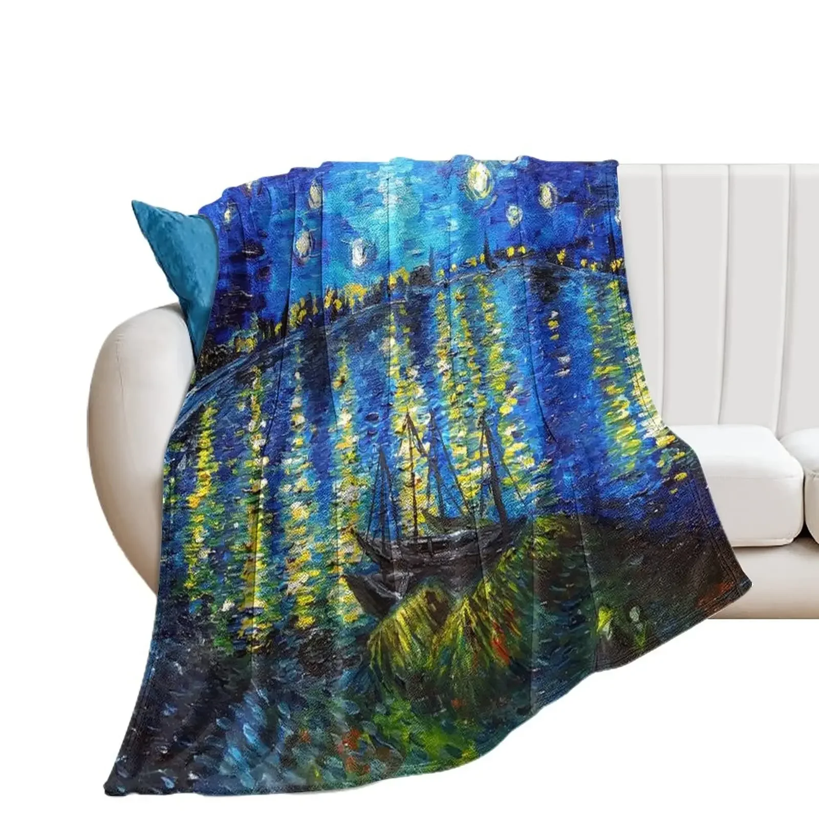 Van Gogh The Starry Night Flannel Throw Blanket Soft Cozy Warm Bed Blanket All Season Blanket for Couch Bed Sofa Fall Nap Travel