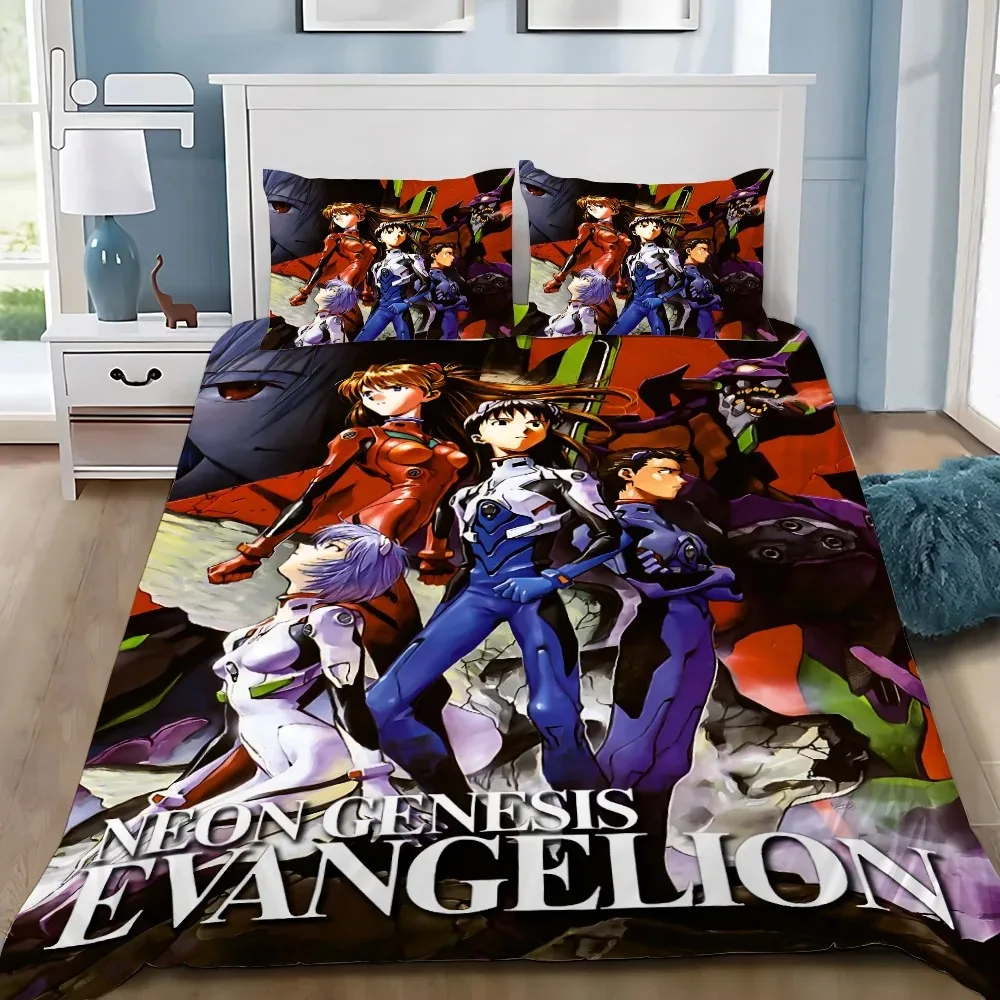 

Neon Genesis Evangelion Duvet Cover Pillowcase EVA Bedding Set Adult Boy Girl Bedroom Decoration Gift Single Double Size