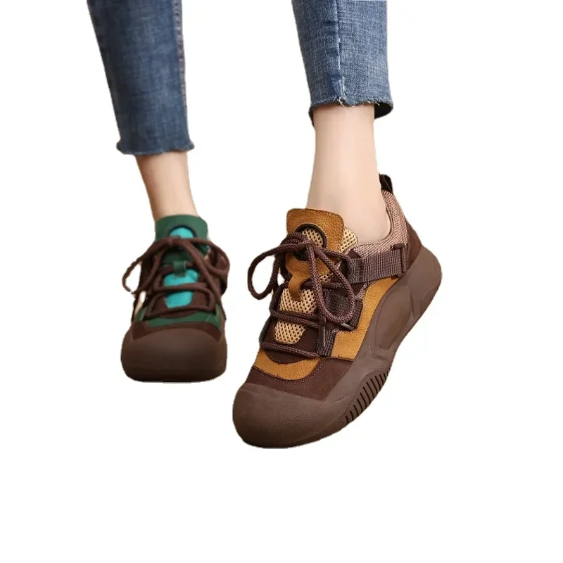 Single Shoe Women's Autumn New Retro Versatile Sports Shoes Fashionable Thick Sole Round Toe Soft Leather Casual Single Shoes - Image 6