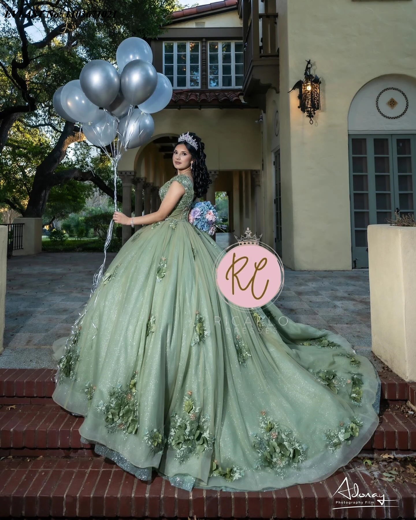 EVLAST блестящее зеленое платье Quinceanera бальное платье с открытыми плечами 3D Цветочная Аппликация вышитое бисером милое 16 Vestidos De Anos SQ349