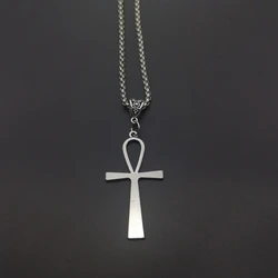 New Fashion Handmade Cross Egyptian Ankh Life Symbol Flower Cross Pendants Silver Color Necklace for Womens Style