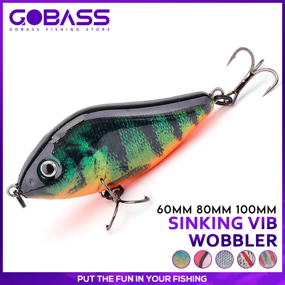 GOBASS Slider Jerkbait 6cm/8cm/10cm Powolny Tonący Wobler na Okonia Szczupaka VIB Twarda Przynęta Crankbait Plastikowe Przynęty Wędkarskie Pesca Leurre