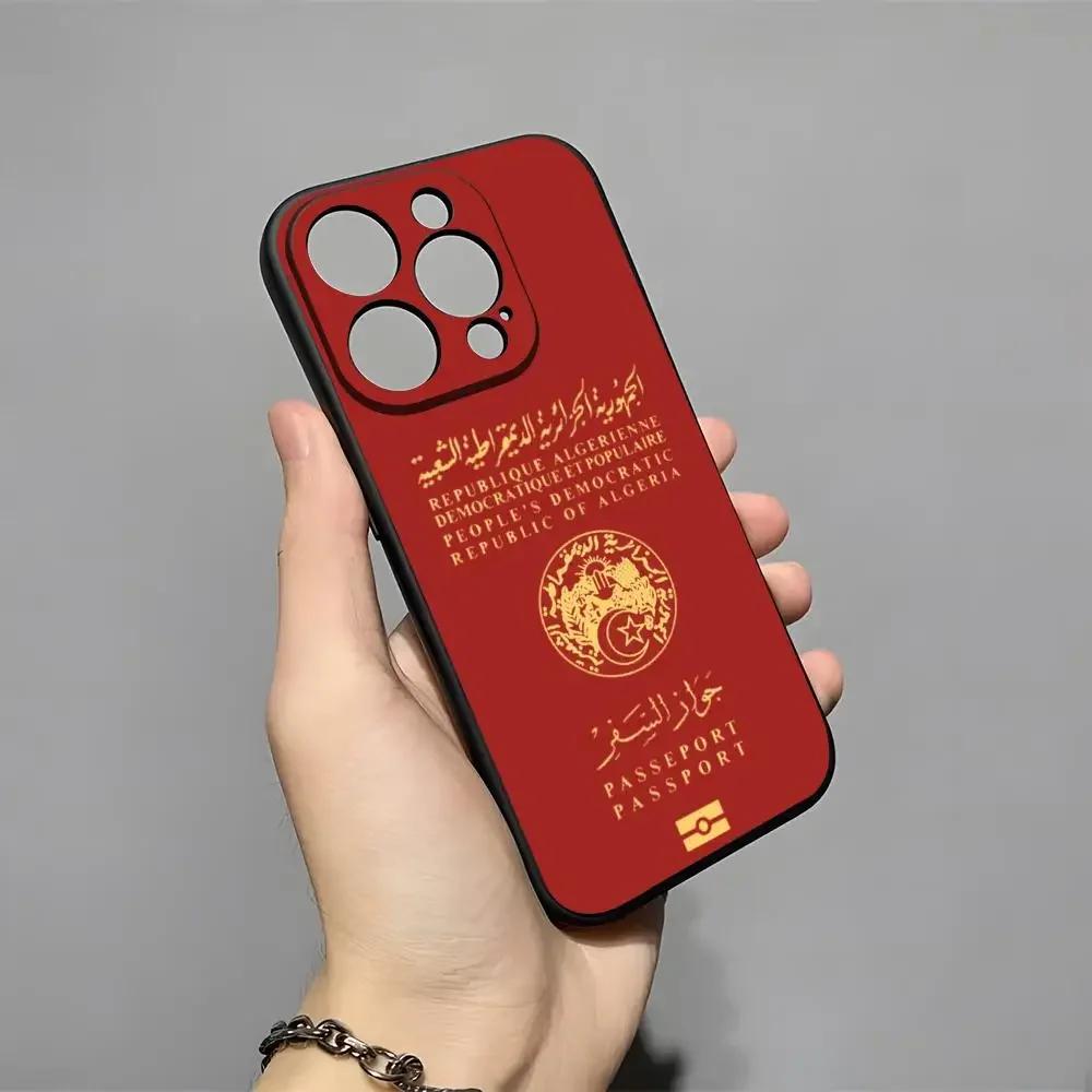 Algeria Map Flag Passport Phone Case For iPhone 17 16 15 11 12 14 13 Pro Max Mini XS XR 7 Plus 17E Air Shockproof Silicone Cover view 6