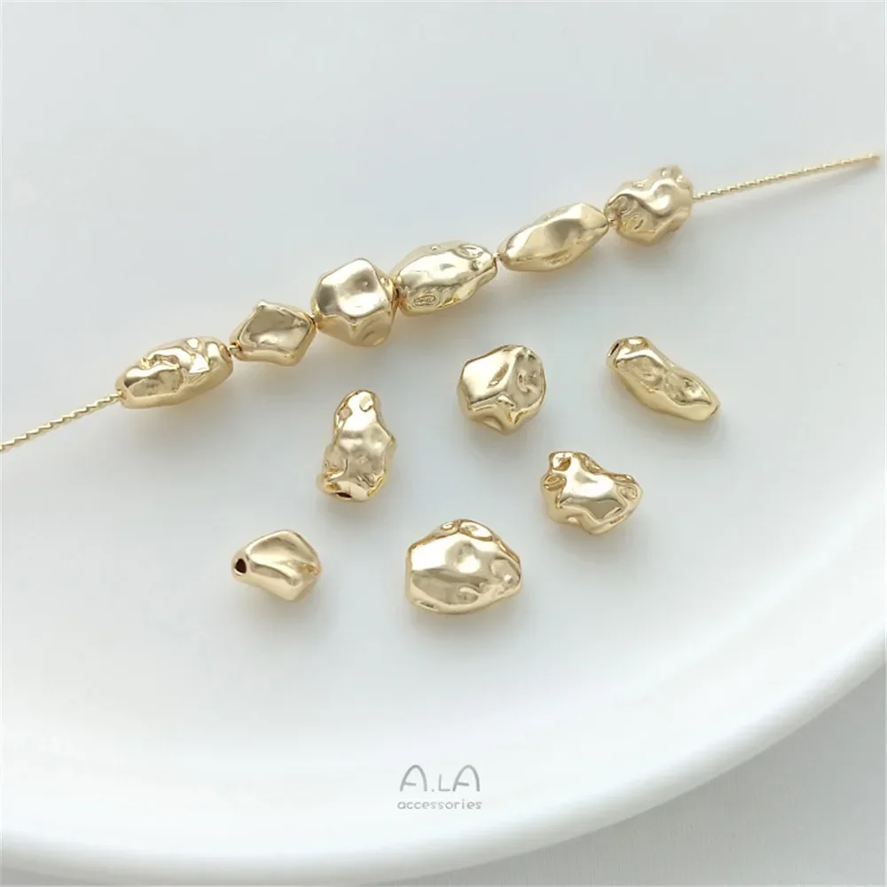 

14K gold coated irregular shaped stone beads, irregular separated beads, Baroque style pearl chain jewelry accessories