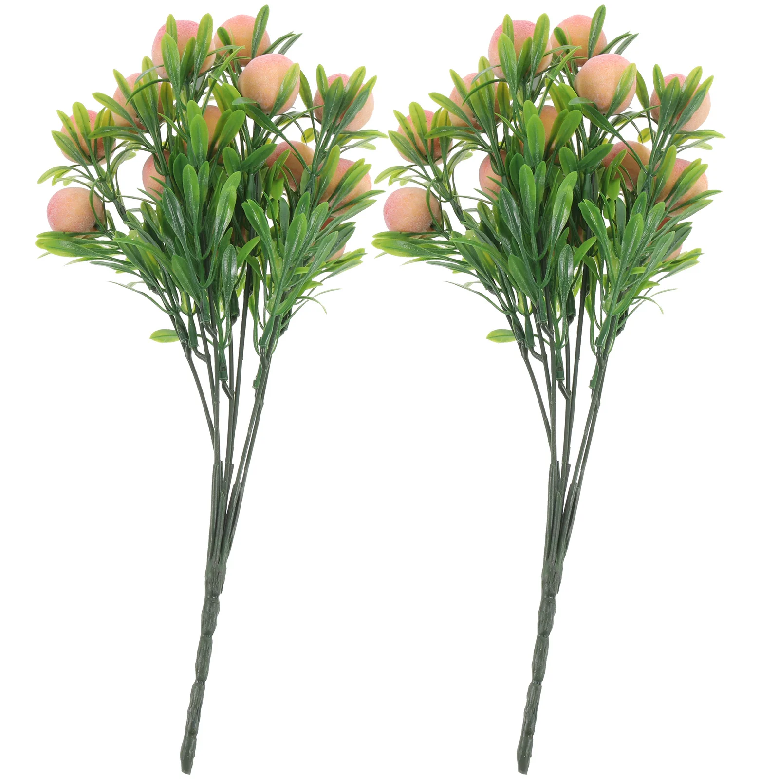 

2Pcs Simulated Peach Branch Decor Faux Fruit Stems for Balcony Hotel Restaurant Terrance All Season Reusable Decoration