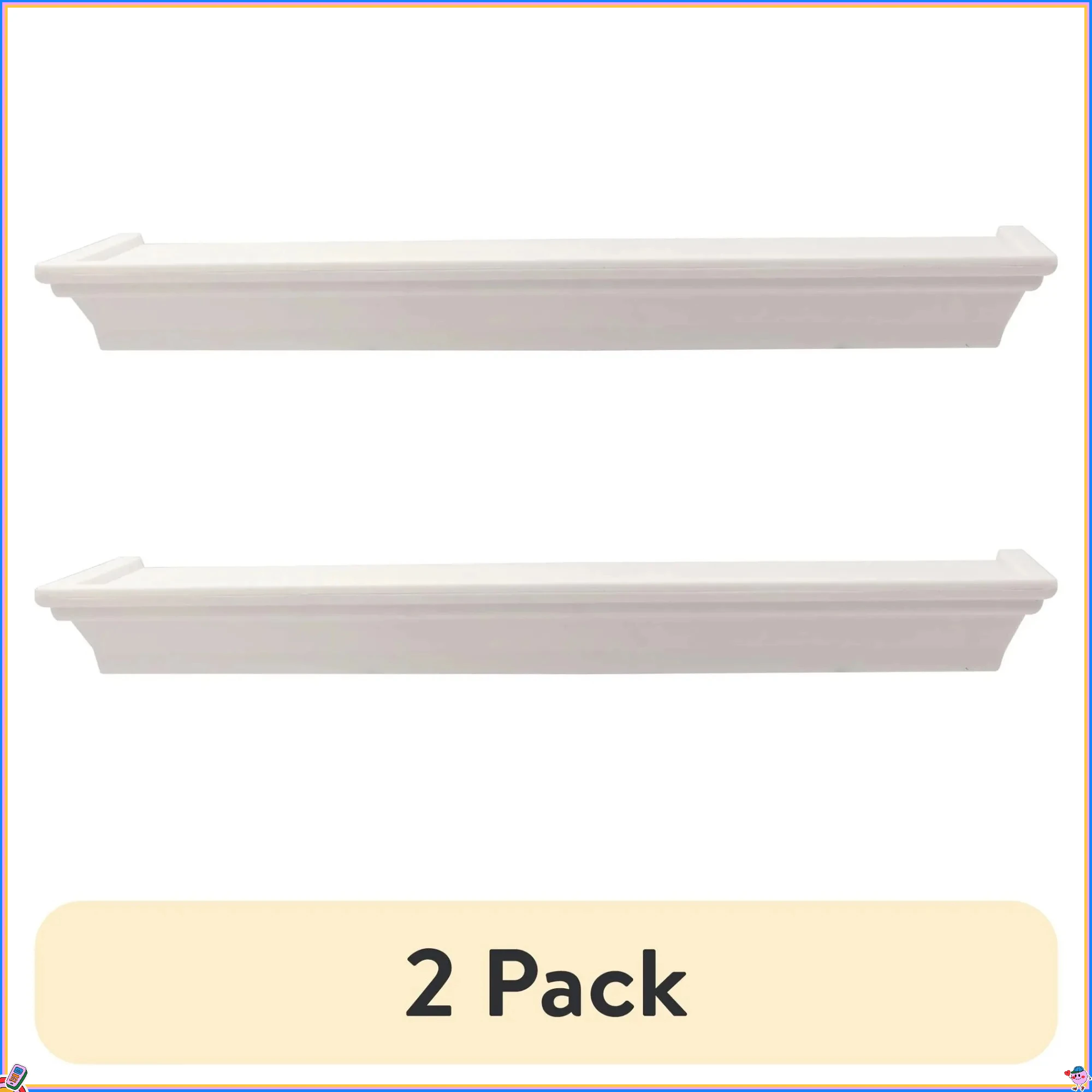 (عبوتان) رف حائط بلاستيكي مقاس 18 بوصة، أبيض #1