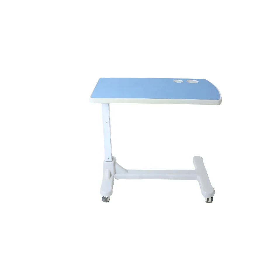 Stolik do karmienia pacjenta, mobilny, z regulacją wysokości, przy łóżku, z tworzywa ABS, szpitalny stolik nad łóżko z kółkami.