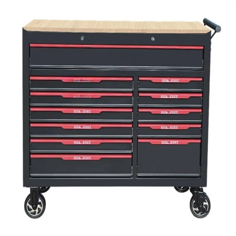 

Custom Wooden Top Garage Storage Workbench 12 Drawer Toolbox Portable