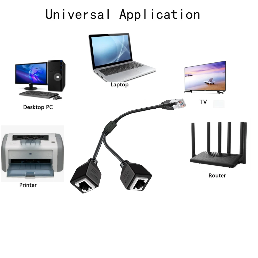 1 إلى 2 مقبس LAN إيثرنت شبكة RJ45 التوصيل الفاصل موسع محول موصل