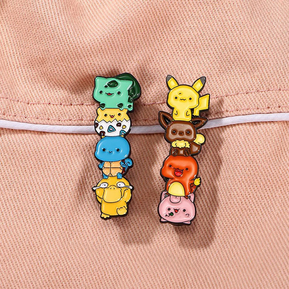 2pcs Cartoon Enamel Pins Set Pikachu Psyduck Gengar Snorlax Lapel Pins Badge on Backpack Clothing Accessories Jewelry Fans Gifts