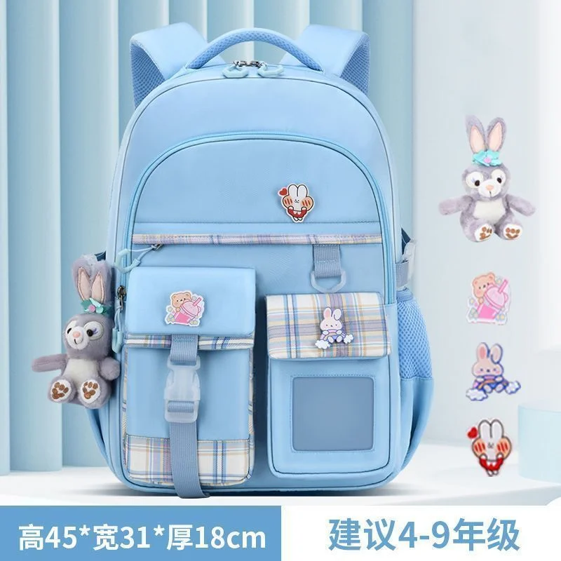 Primary School Backpack Grades 1to6 Girls tote Lightweight Children's Waterproof Kawaii Doors Schoolbag Large Capacity Bagpack