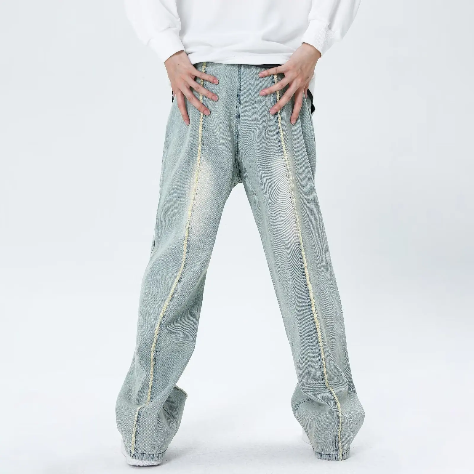 2023 Y2K Streetwear Elastic Waist Baggy Jeans Pants Men Clothing Sweatpants Male Drawstring Vintage Denim Trousers Ropa Hombre