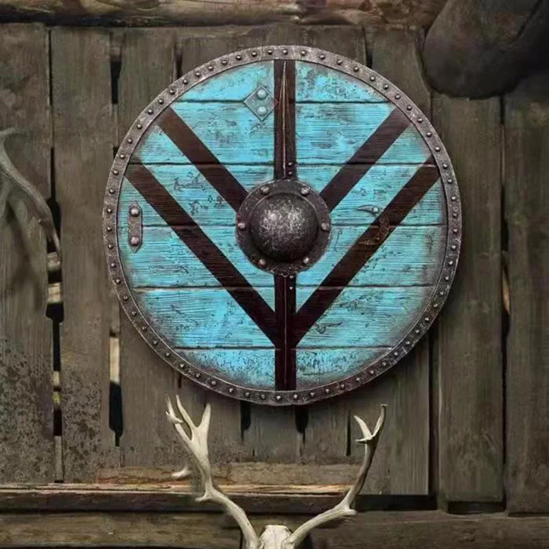 

New 2024 Genuine Popular War Pattern Viking Shield 30CM Wooden Shield Interior Decoration Wooden Shield Ready for Delivery Gift