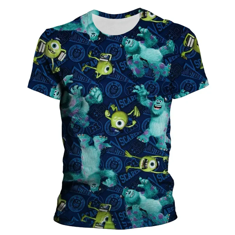 2024 Disney Summer Monsters, Inc. Men T-shirts Short Sleeves 3D Print Children Oversize T Shirt Cartoon Anime Tee Tops