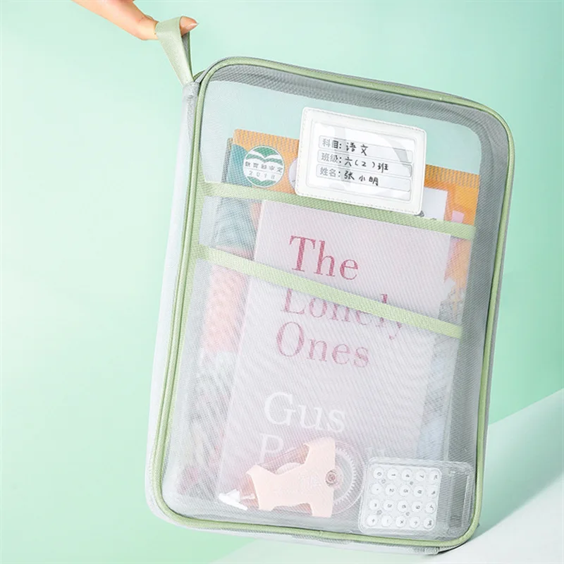 Saco de armazenamento de livro em forma de l grande capacidade transparente assunto de estudante sub-equipamento engrossado multi-camada saco de armazenamento de documentos