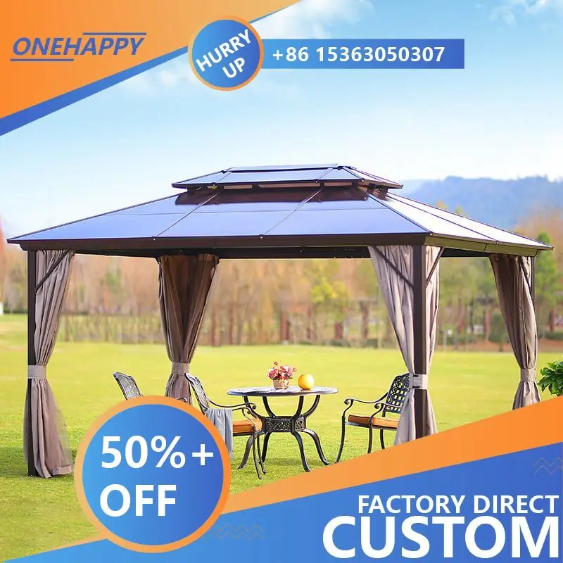 Any Size Custom Robust Patio Gazebo Retractable Awning Anti Corrosion All Season UV Block Aluminum Domestic Relax Sun Canopy