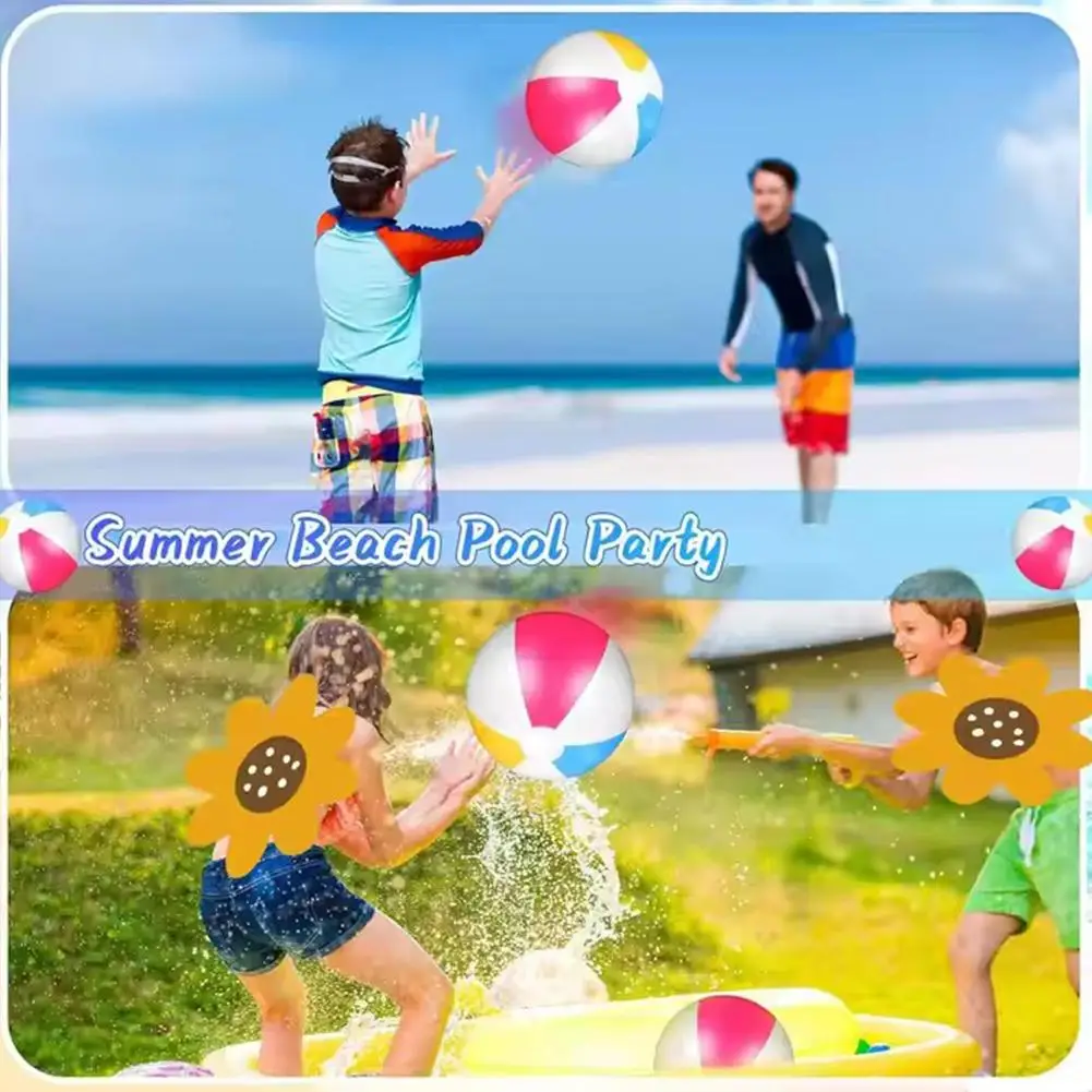 Inflatable Beach Ball Colorful Balloons Swimming Pool Toy Ball Game Balloon Fun Sports Props Party Water Kids Play Beach Ou Y0V7