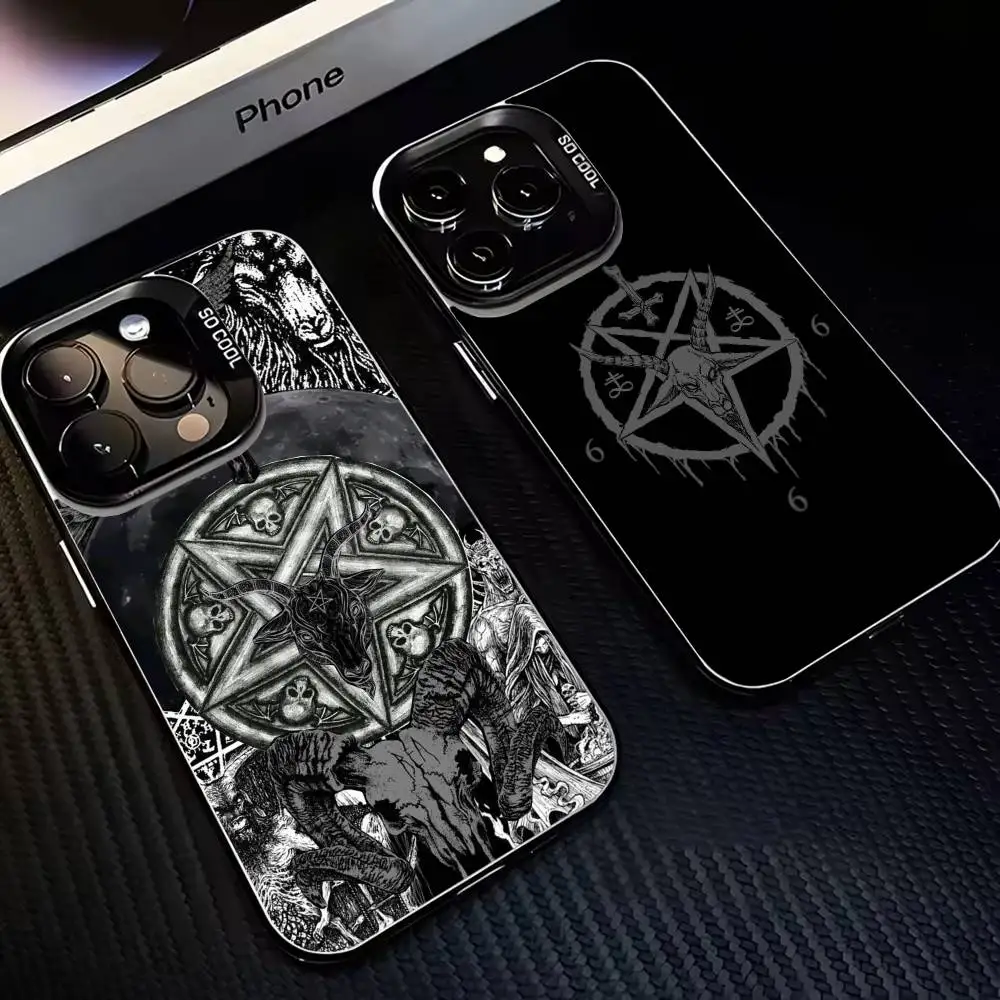 

Satanic Pentagram 666 Phone Case For iPhone17,16,15,14,13,12,11 Plus,Pro Max Black Matte Shockproof Cover